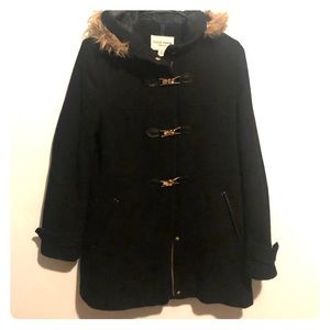 Cole Haan Faux Fur Hood Wool Coat